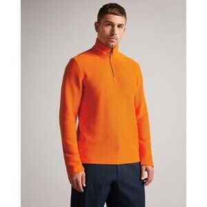 Ted Baker London Millom Men's Size 5/XL Orange Textured Half Zip Jumper Sweater